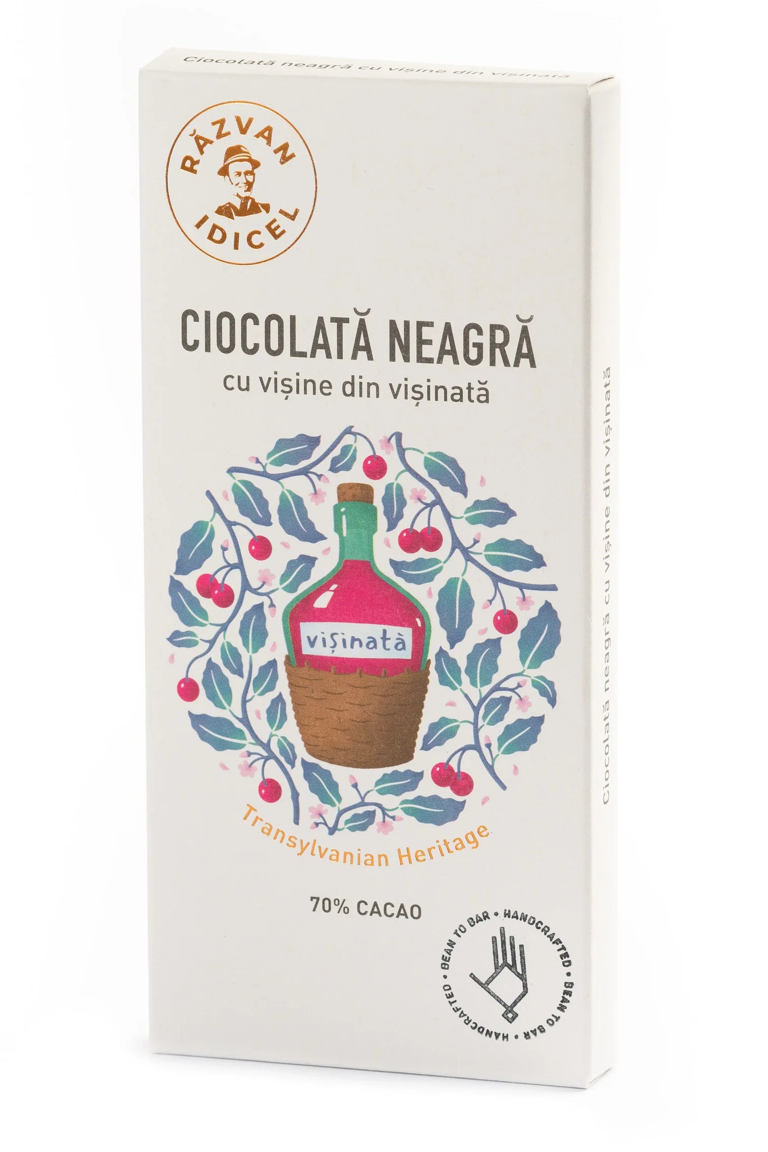 Ciocolata Razvan 70 cacao neagra cu cirese de visinata 80g